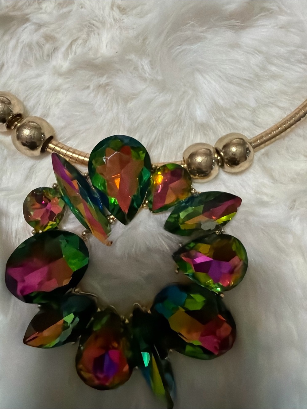 Bold & Beautiful Multicolor Teardrop Crystal Statement Necklace